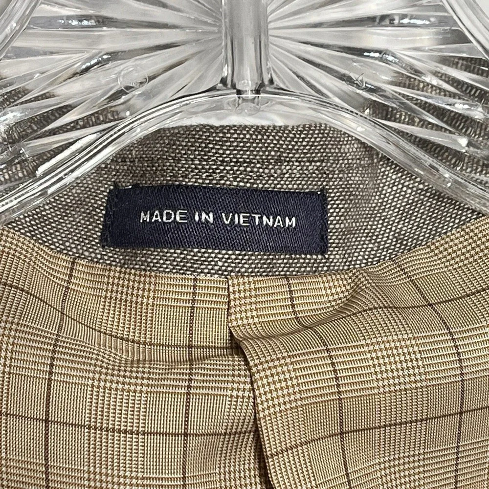 Stafford Mens Tan Linen Cotton Blend Sport Coat Blazer Classic Fit 42 Long
